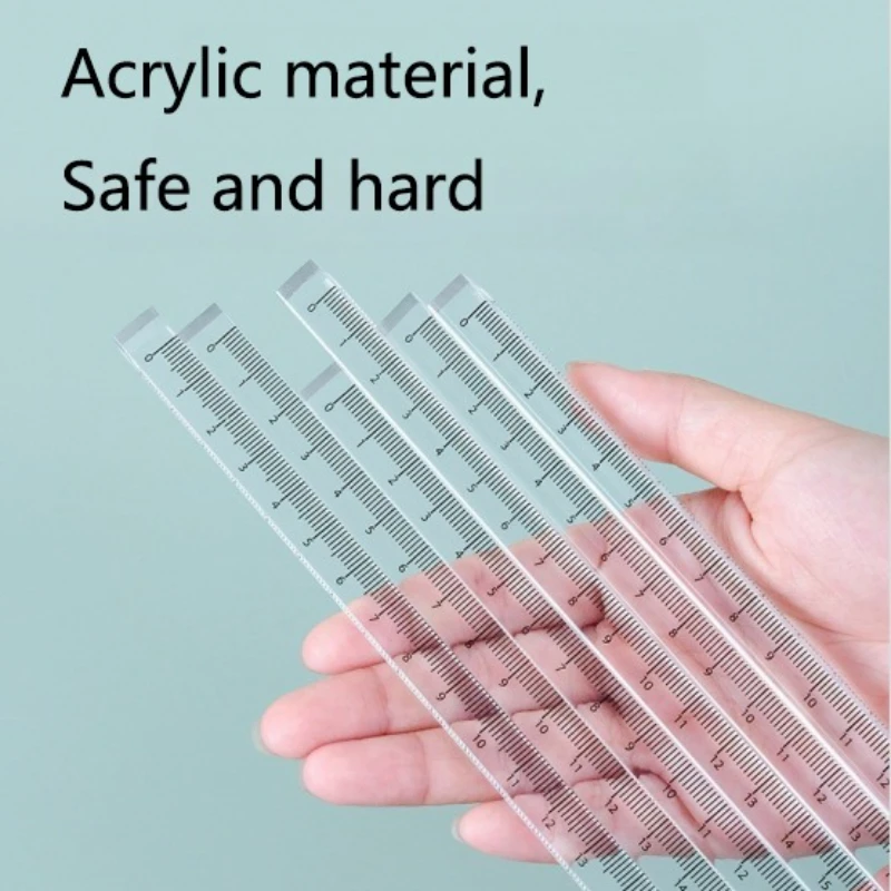 Transparent and Simple Acrylic Ruler Cubic Acrylic Straight Ruler Student Drawing and Measuring Ruler