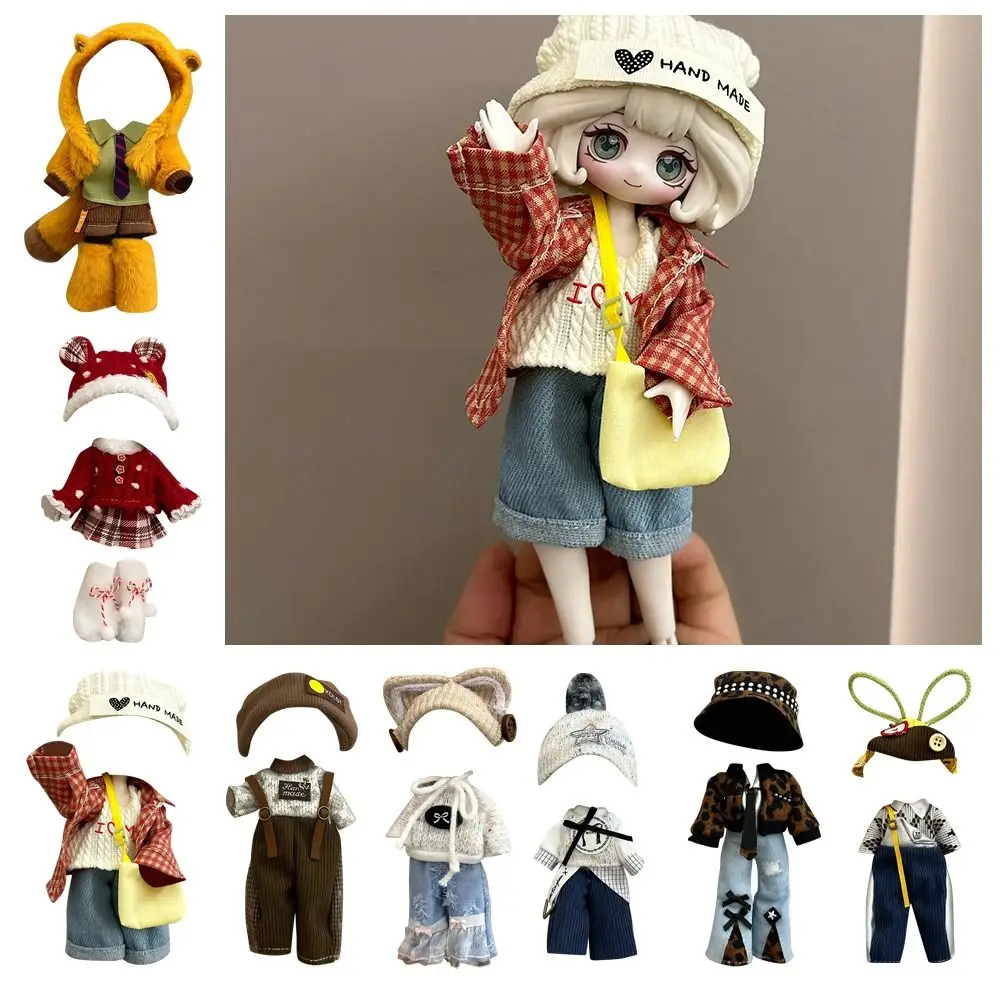 Change Clothes Material OB11 Clothes Bear Ears Rabbit Ears BJD Clothes Hooded Cloak Accessories Chinese Cloth