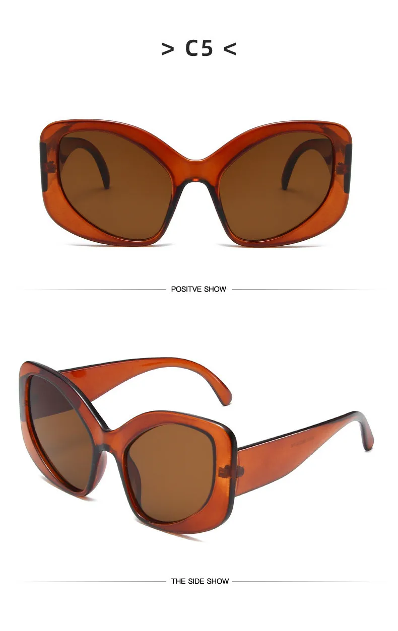 Vintage UV400 Unregelmäßige Schutzbrille Sport Sonnenbrille Y2K Shades Übergroße Sonnenbrille Wrap Around für Damen und Herren mit Metallscharnier – Detail 8