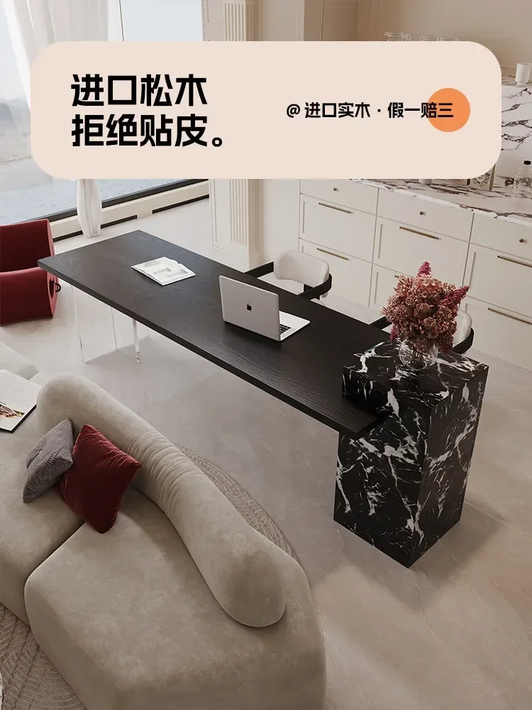Black Solid Wood With Socket Home Living Room Light Luxury High-end DeskX15