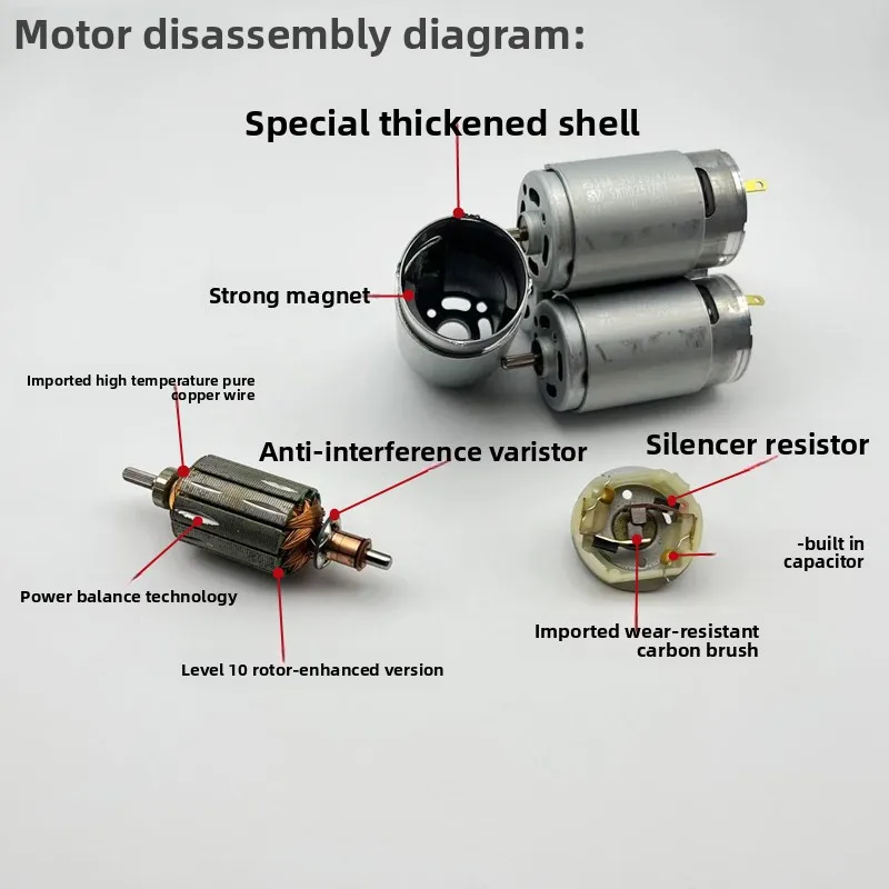 RS390A-ST2824 DC Motor 12-24V10 Pole Rotor Large Torque Lithium Drill Power Tool RC Remote Control Car Motor