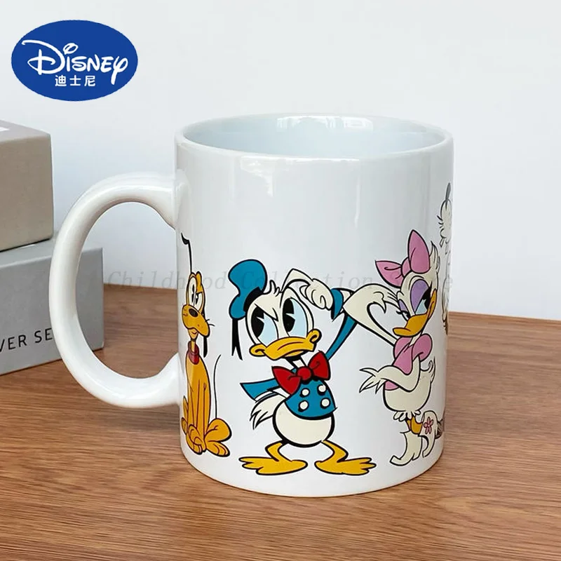 Kawaii Disney Mickey Mouse Donald Duck Minnie Mouse Goofy Daisy Duck Brutto Action Figure Toy Cartoon Ceramic Mug Cup Kids Gifts