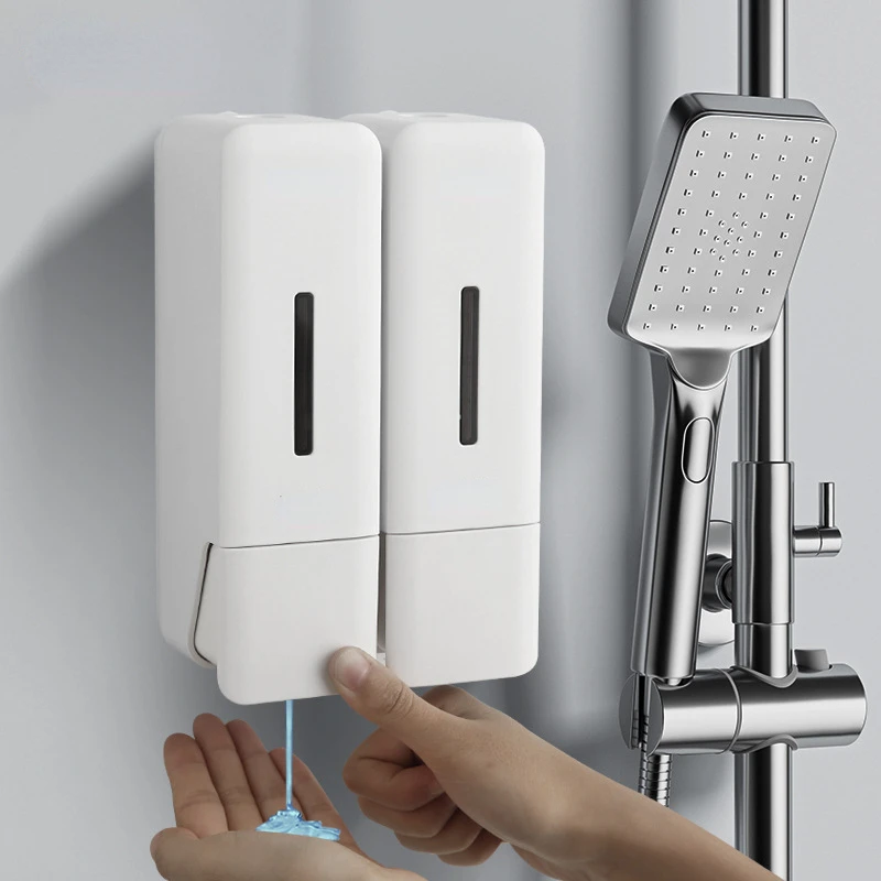 shampoo e gel de banho em garrafas separadas sem perfuracao mao sanitizer box press bottle wall mounted manual soap dispenser 01