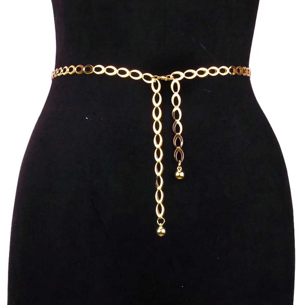 Fashion Metal Waist Chain Silver Gold Color Carved Hollow Out Chain Belts All-Match Waist Girdle for Women Dress