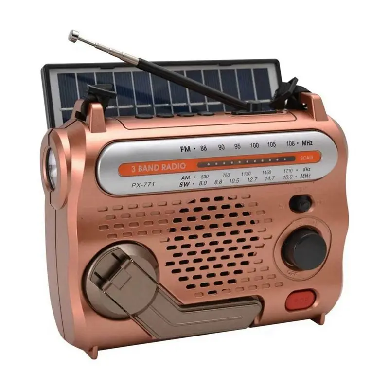 AT12 USB Card 5W Solar Rechargeable Retro Radio AM/FM/SW Portable Outdoor Receiver Wireless Digital Multi-Band SOS Functionality