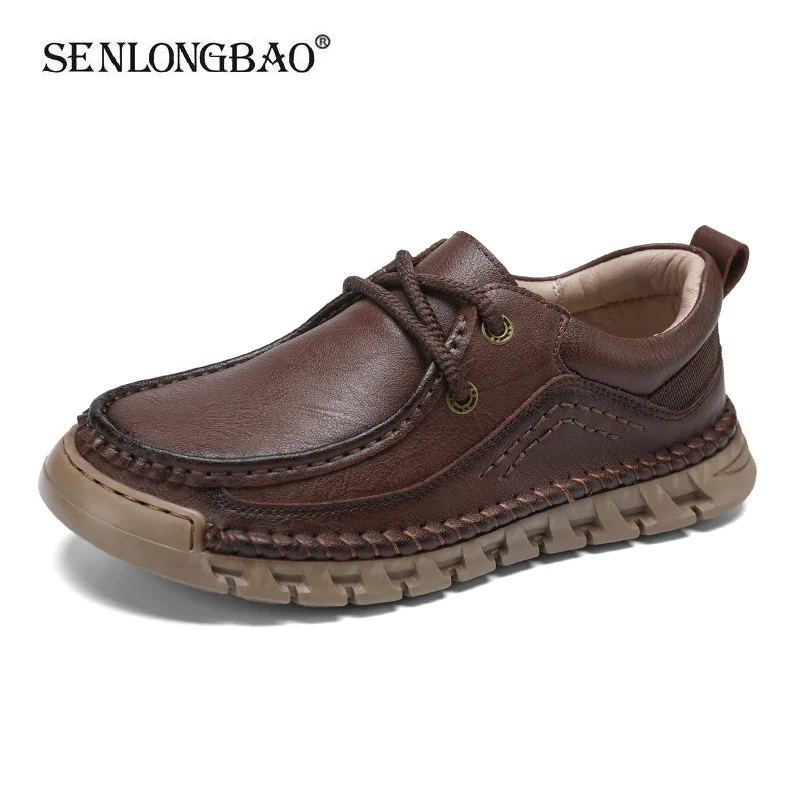 

New Men Casual Shoes Handmade Leather Loafers Comfortable Men's Shoes Quality Split Leather Flat Moccasins Men Sneakers Size 46