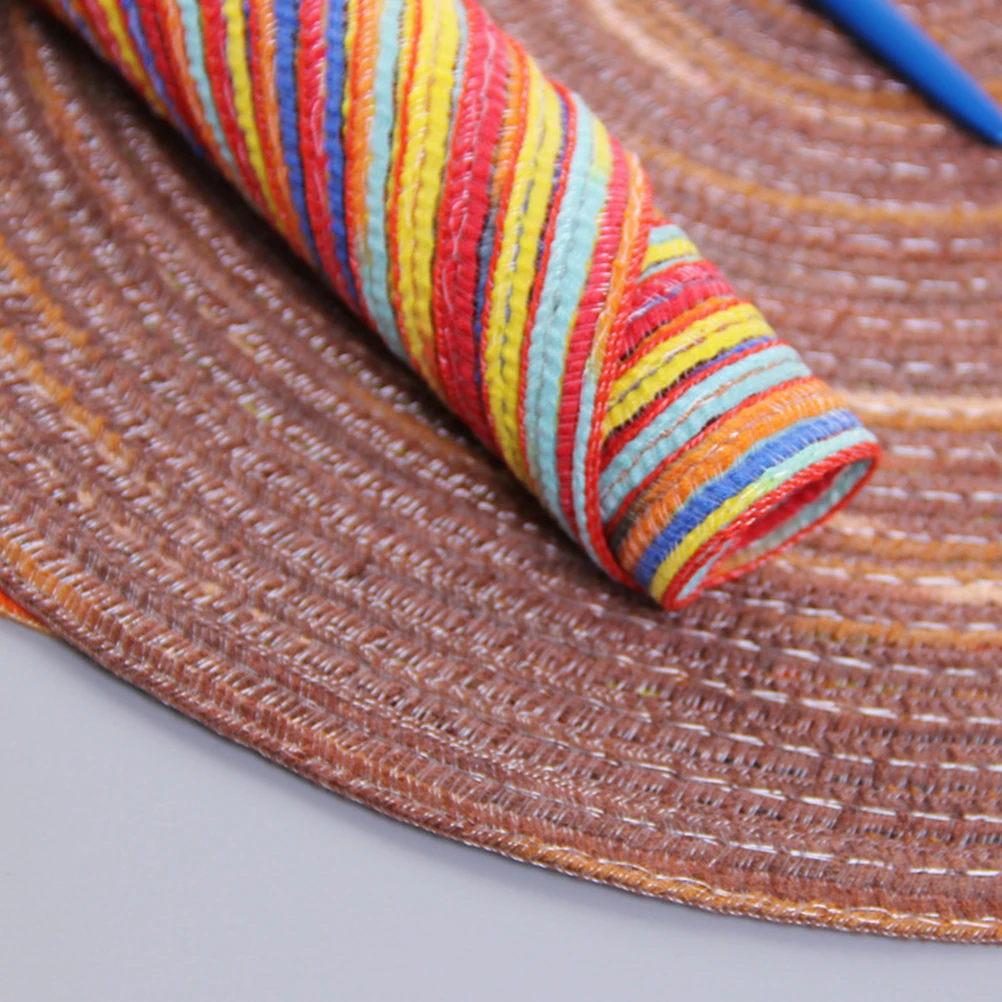 

2Pcs Anti-Scald Placemat Hand-Woven Cotton Round Table Mat Red Pattern 18Cm Heat Resistant Cup Holder Coaster for Home Dining