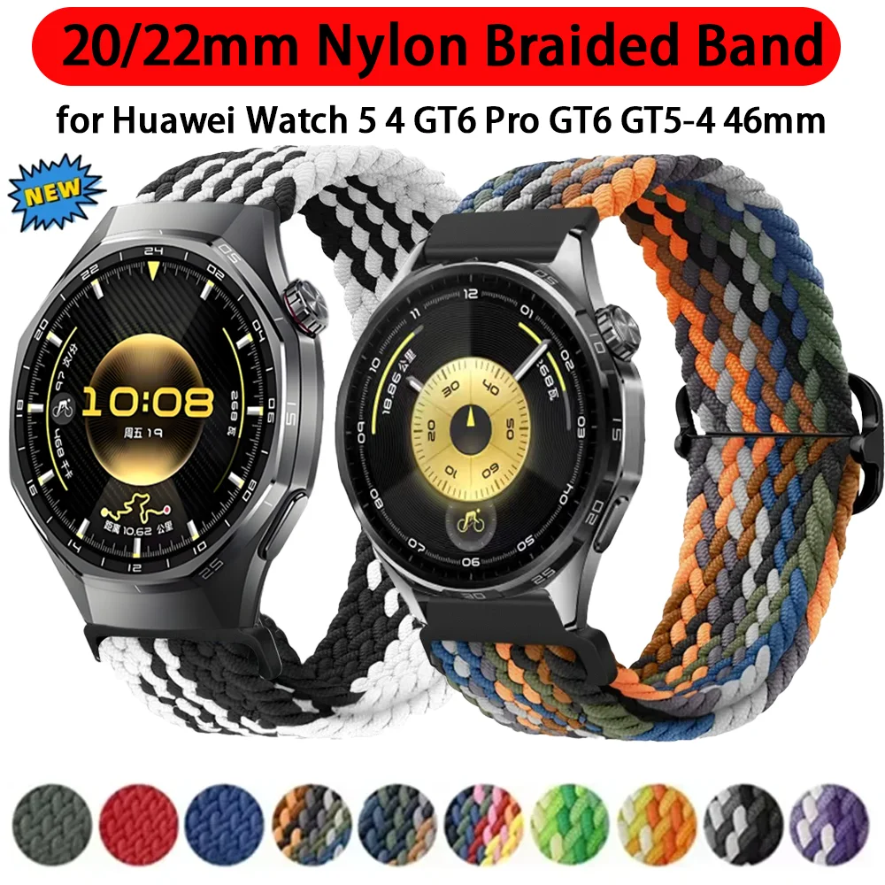 20/22mm Nylon-Armband für Huawei Watch 5 GT6 Pro GT6-5-4 46mm GT Runner 2 Elastisches Band Amazfit Active Max 3 Bip Max 6 Balance 3 2