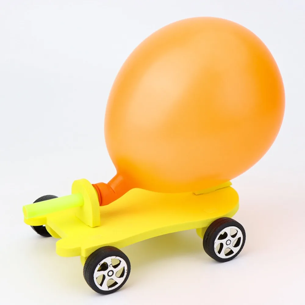 Homemade Balloon Rec oil Car DIY Materials Car Re coil Force Physical Experiments Educational Kit Balloon Powered