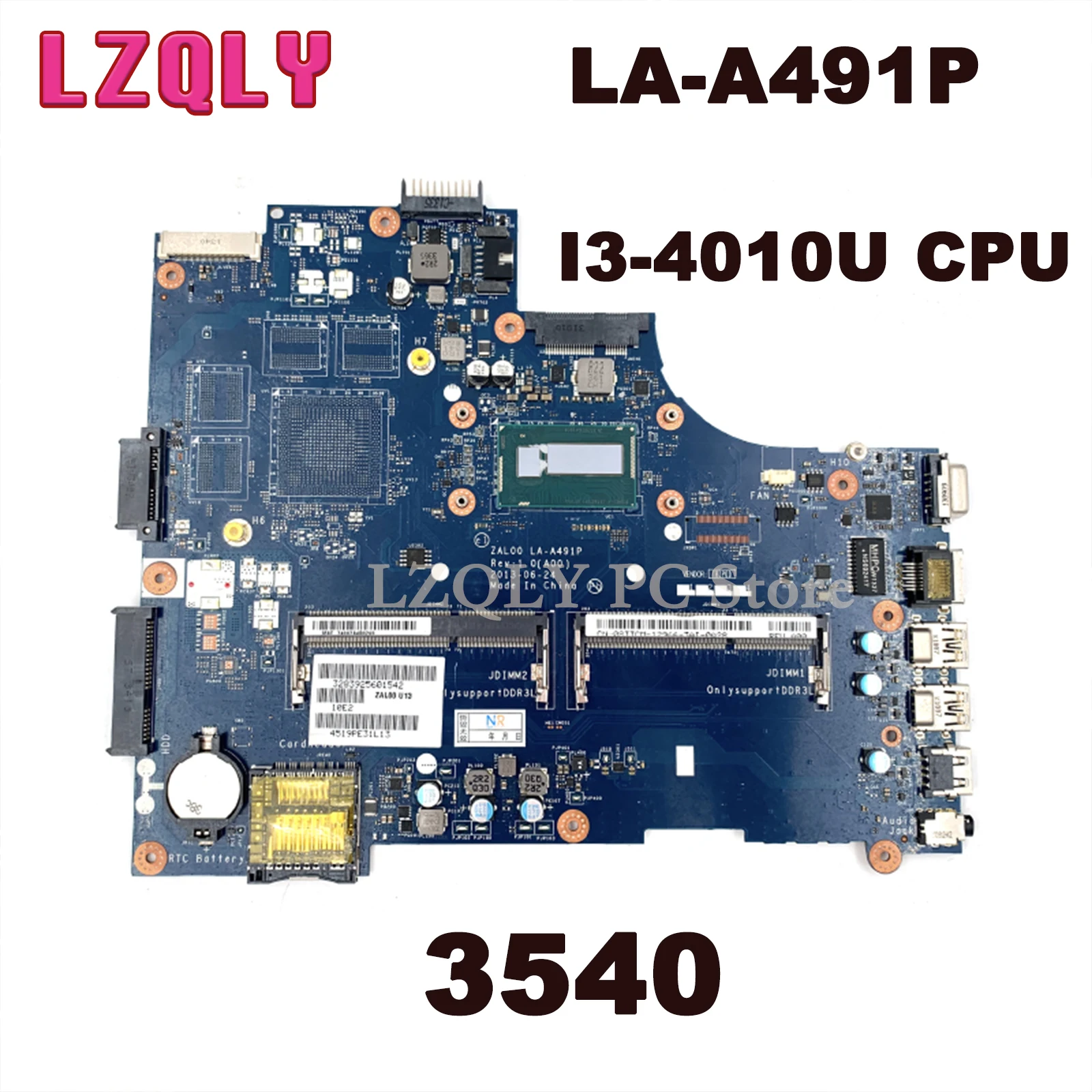 

LZQLY For DELL Latitude 3540 ZAL00 LA-A491P Laptop Motherboard SR16Q I3-4010U CPU CN-08TTCM 08TTCM 8TTCM Main Board