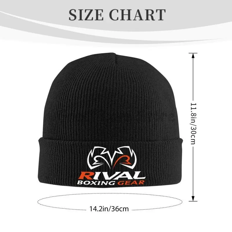 Rival Boxing Corpo Print Bonnet Hat Street Knitted Hat for Men Women Winter Warm Skullies Beanies Cap for Travel Outdoor Camping