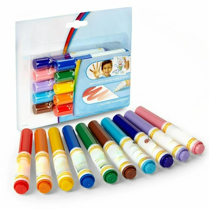 Mini Markers, 10 Ct, Classic Colors, Toddler Art Supplies, Travel Activity, Coloring Gift for Kids, 3+