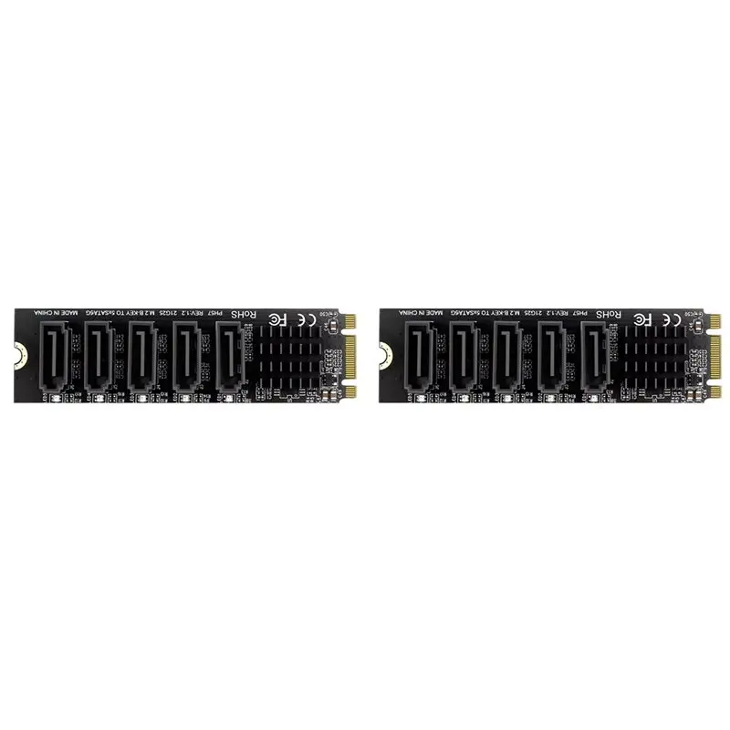 Superior-2X M.2 NGFF B-Key Sata To SATA 5 Port Expansion Card 6Gbps Expansion Card JM575 Chipset Support SSD And HDD