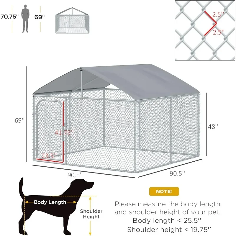 Imagem -05 - Canil Grande do Cão Fora Heavy Duty Dog Cage Tampa Impermeável Cerca ao ar Livre Correr com Elo de Corrente Galvanizado