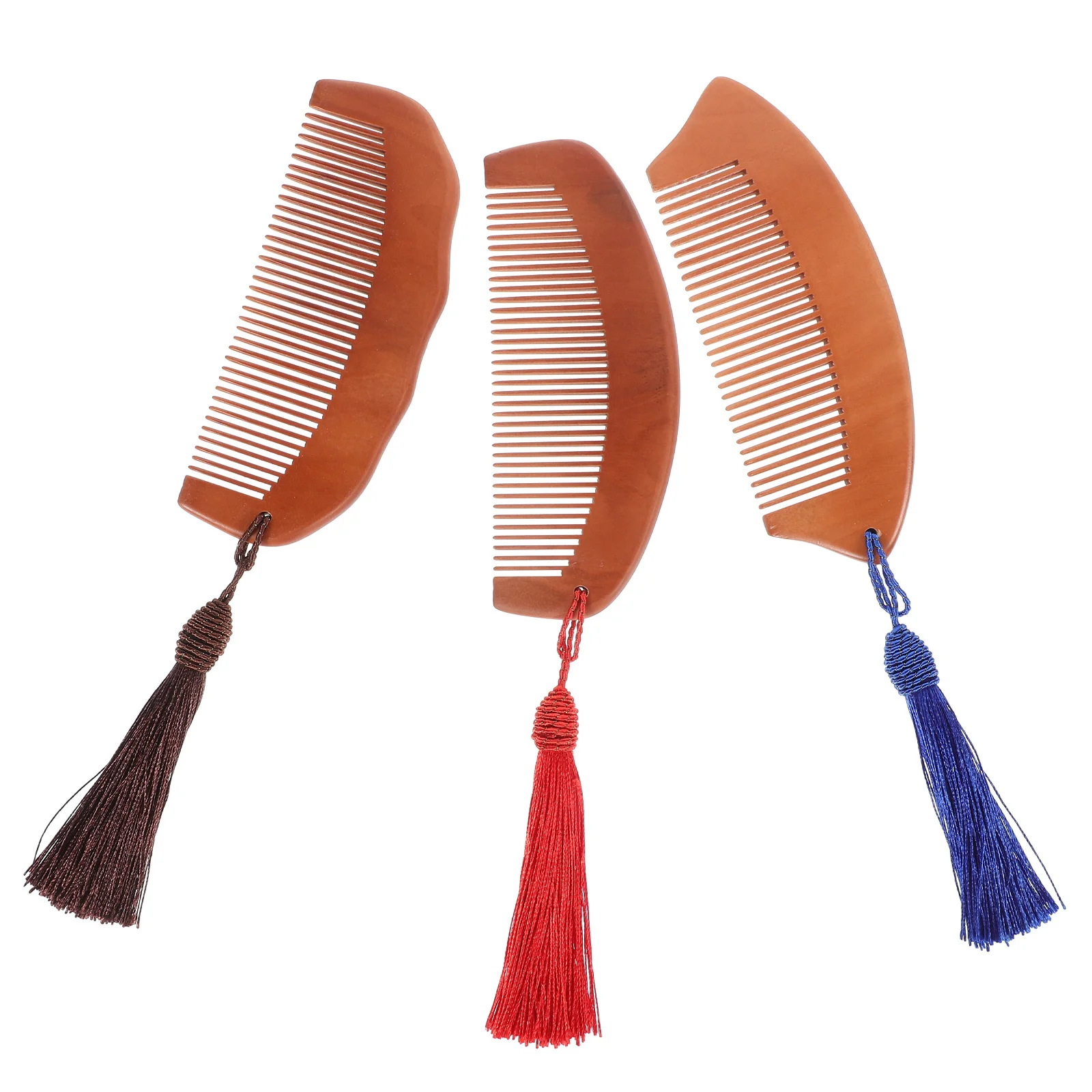 

3Pcs Premium Peach Wood Comb Fine Tooth Anti-Static Portable Styling Women Hair Grooming Wooden Comb Combs for Women