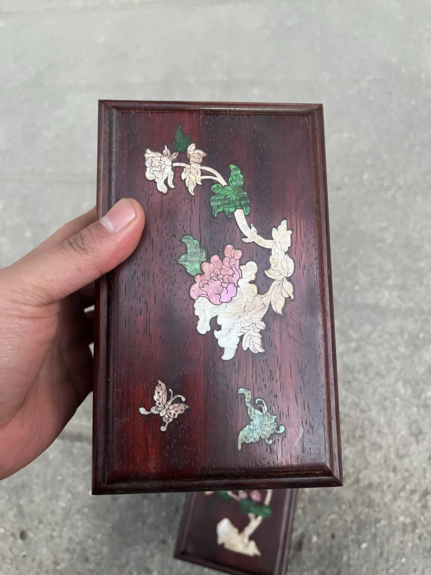 Classical rosewood inlaid shell Kirin step cloud map push-pull box jewelry box bracelet bracelet box