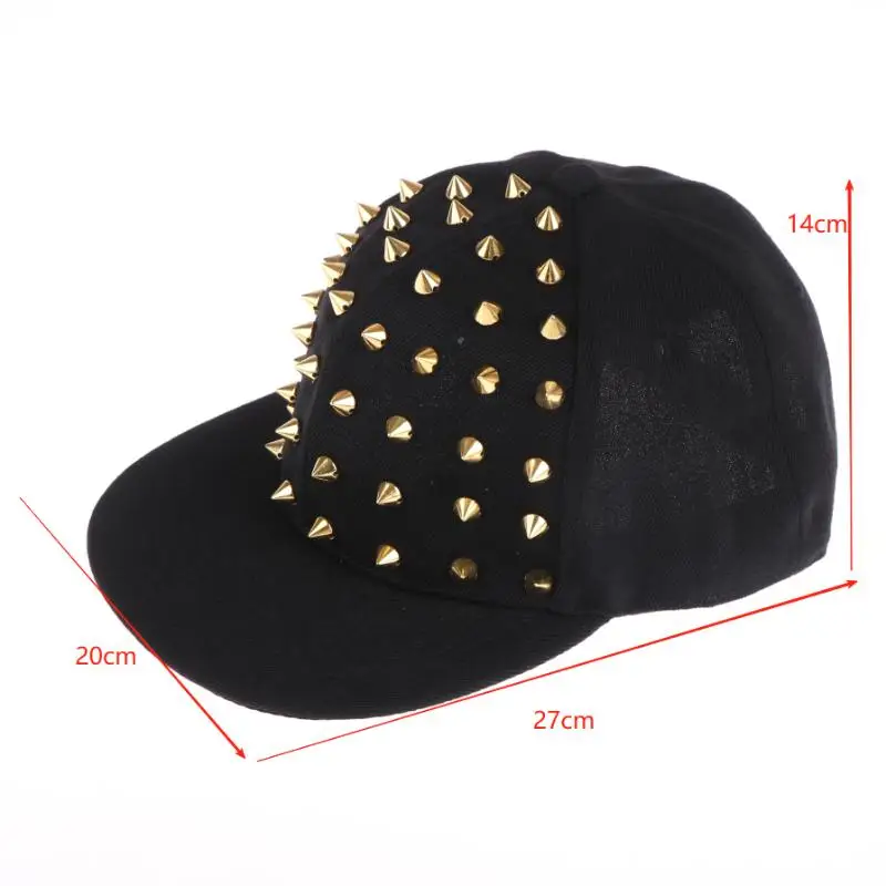 1Pc Men And Women's Rivet Flat Hat Punk Rock Hip Hop Stud Baseball Caps Y2K Outdoor Personalized Hat image 4