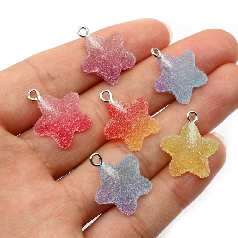 10pcs Random Mix Resin Candy Bear Star Charms for DIY Jewellery Making