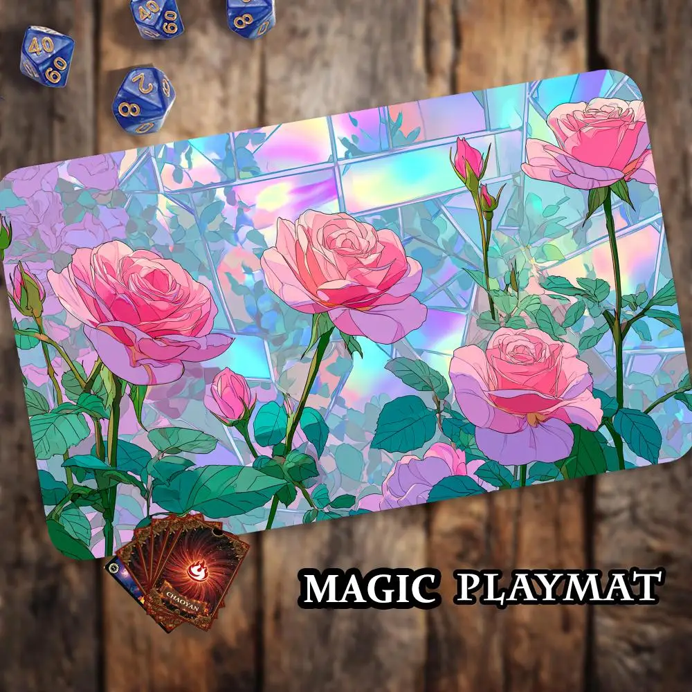 

Romantic Rose Secret Realm MTG Playmat Magic Card Battle Mat Non-Slip Durable 35X60CM Commander playmat Board Game Mat for TCG
