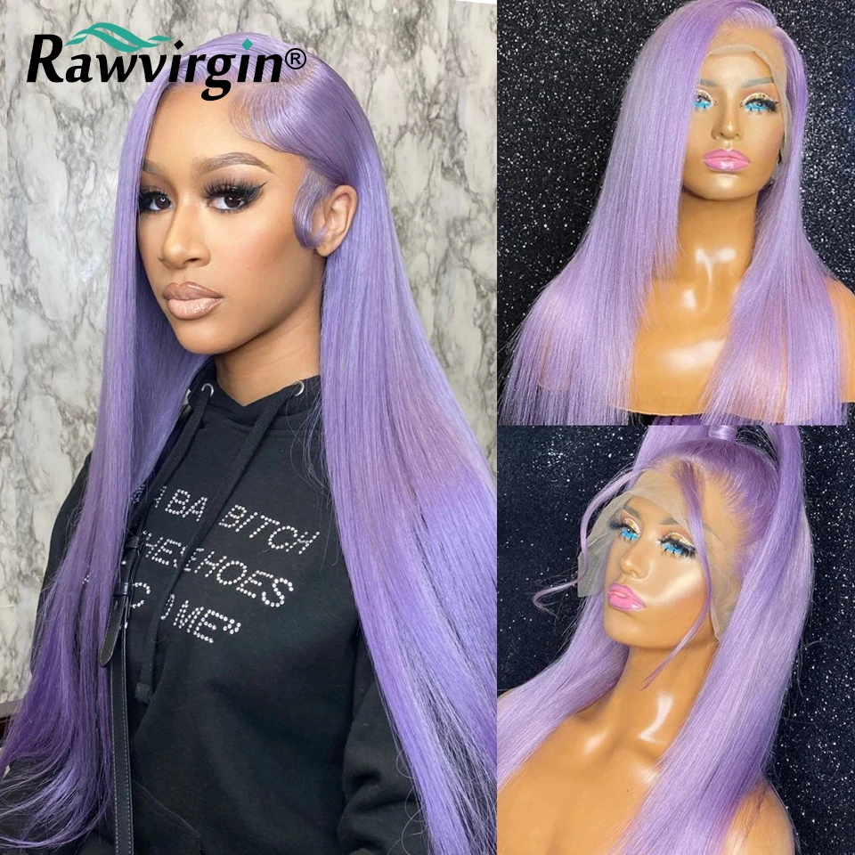 

Light Purple Human Hair Wig 13x4 Lace Frontal Wig 32 Inch Transparent Lace Front Wig Violet Purple Colored Brazilian Remy Wig