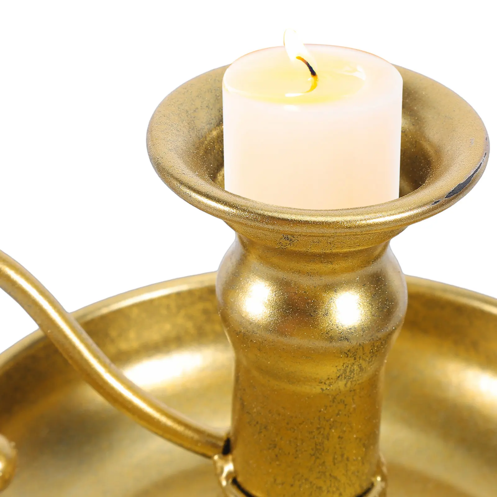 Metal Retro Chamberstick Holder Vintage Farmhouse Style Candlestick Rustic Holder Table Decor Dinner Stand