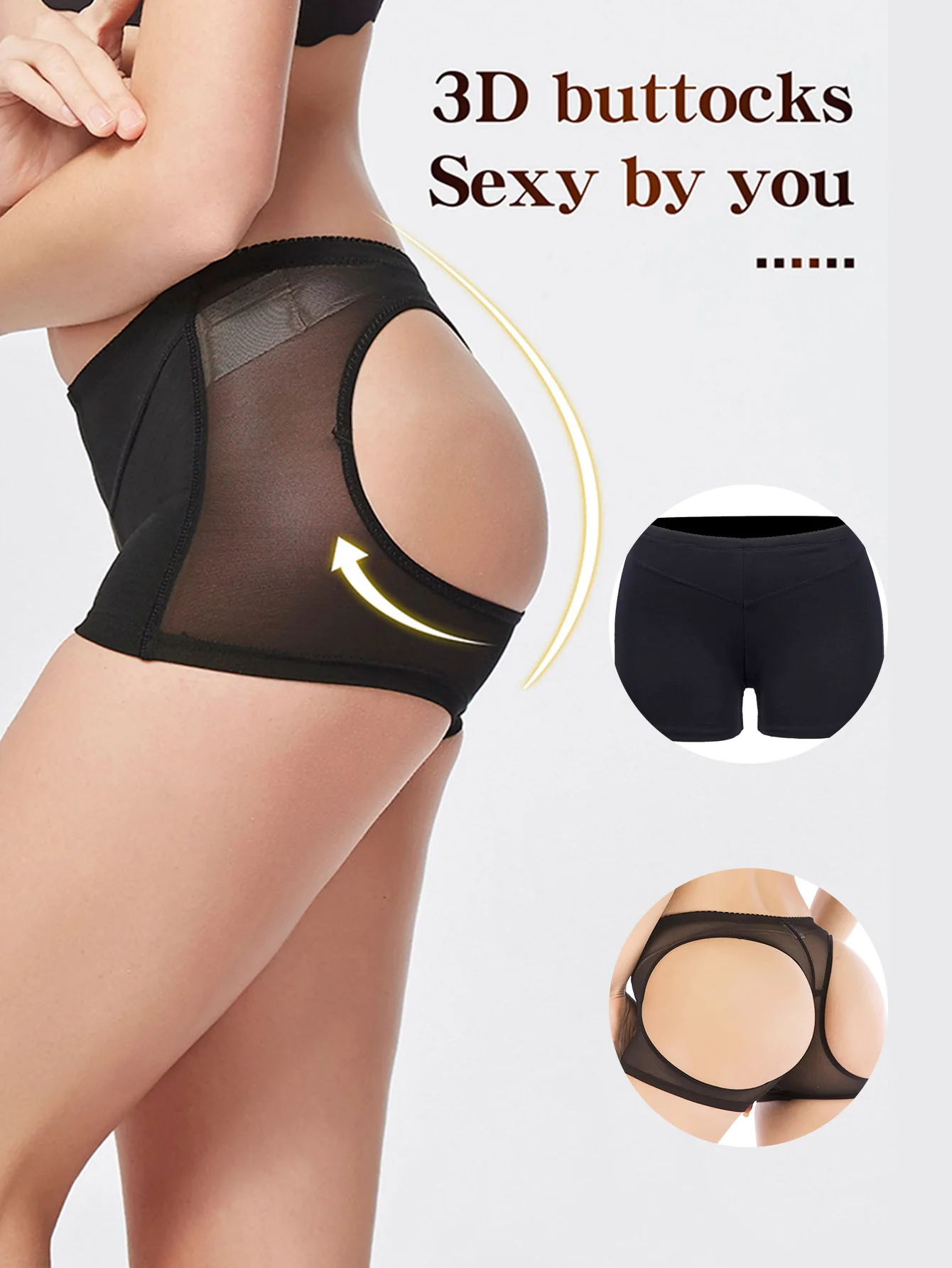 مجموعة لباس داخلي نسائي أسود من قطعتين: التحكم الكامل في الشكل، رفع الأرداف بدون خياطة ومُرَفِّق الوركين للتنغيم والدعم