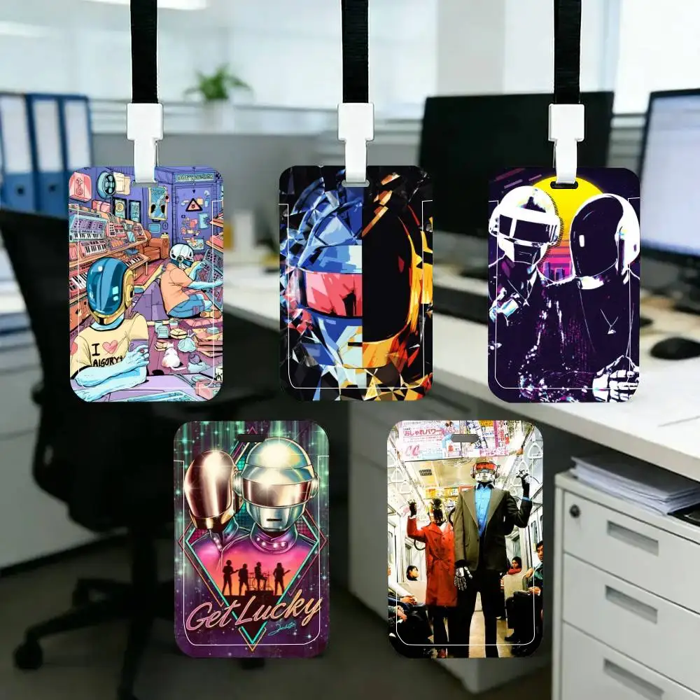 Cool band D-Daft Punk  ID Card Holder Neck Strap Pendant Door Badge Holder Lanyards Keychain Work Credential Case Gift