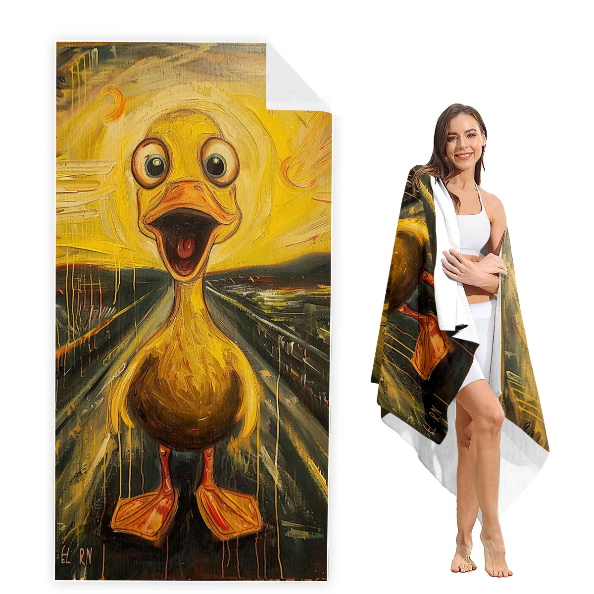 Duck Beach Towel Oversized, Super Absorbent Sand Free Thick Microfiber Beach Towel,Beach Towels for Kids,Men,Women