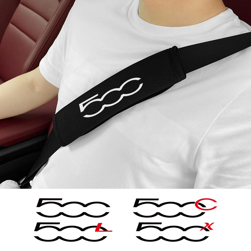 2Pcs For Fiat 500 500X 500L 500C 2012 Abarth 695 Car Seat Belt Cover Shoulder Protection Pad Strap Cushion Car Accessories