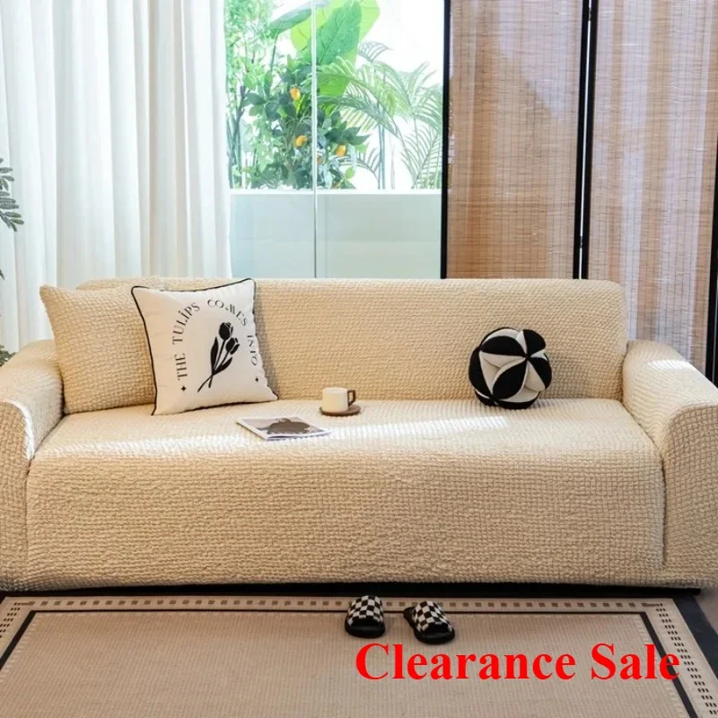 2025 Elastic Bubble Cloth Sofa Cover Full Wrap New 2025 Cream Series Refreshing Old Sofa Dustproof Cover Modern Simple Sle