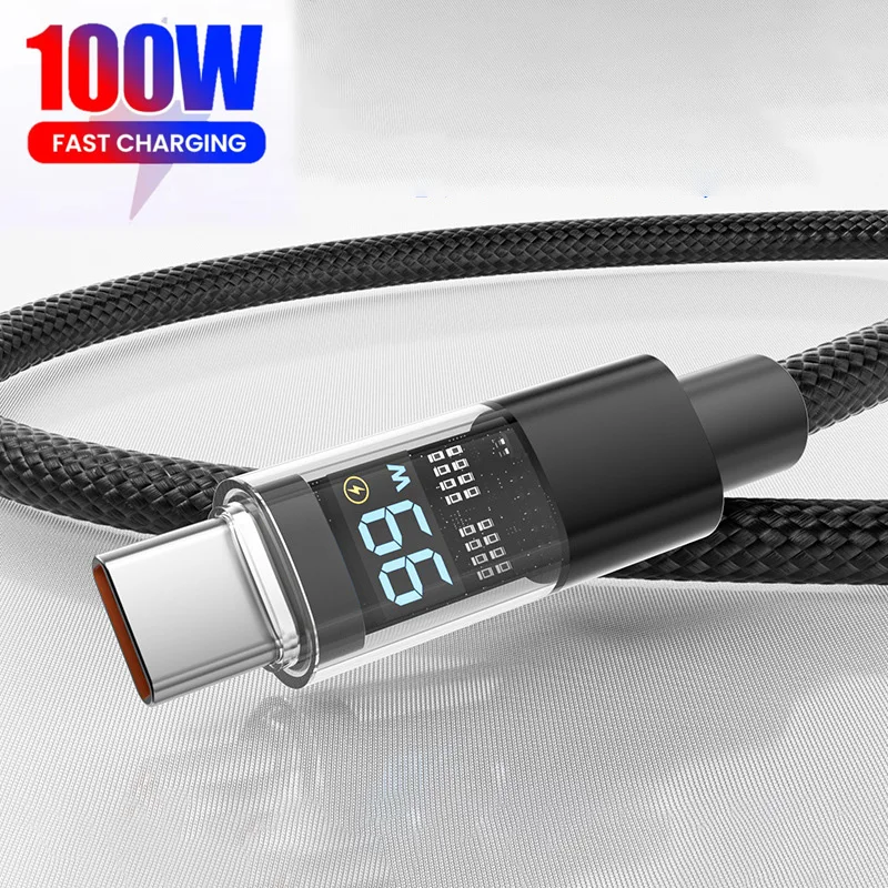 

PD 99W Super Charging Cable With Digital Display LED Light Wire Cord For iPhone 15 16 Huawei Samsung S24 S23 USB C to USB C