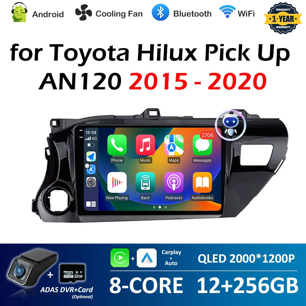 

Android Auto Bluetooth for Toyota Hilux Pick Up AN120 2015 2016 2017 2018 2019 2020 Navigation GPS Intelligent System No 2din 4G