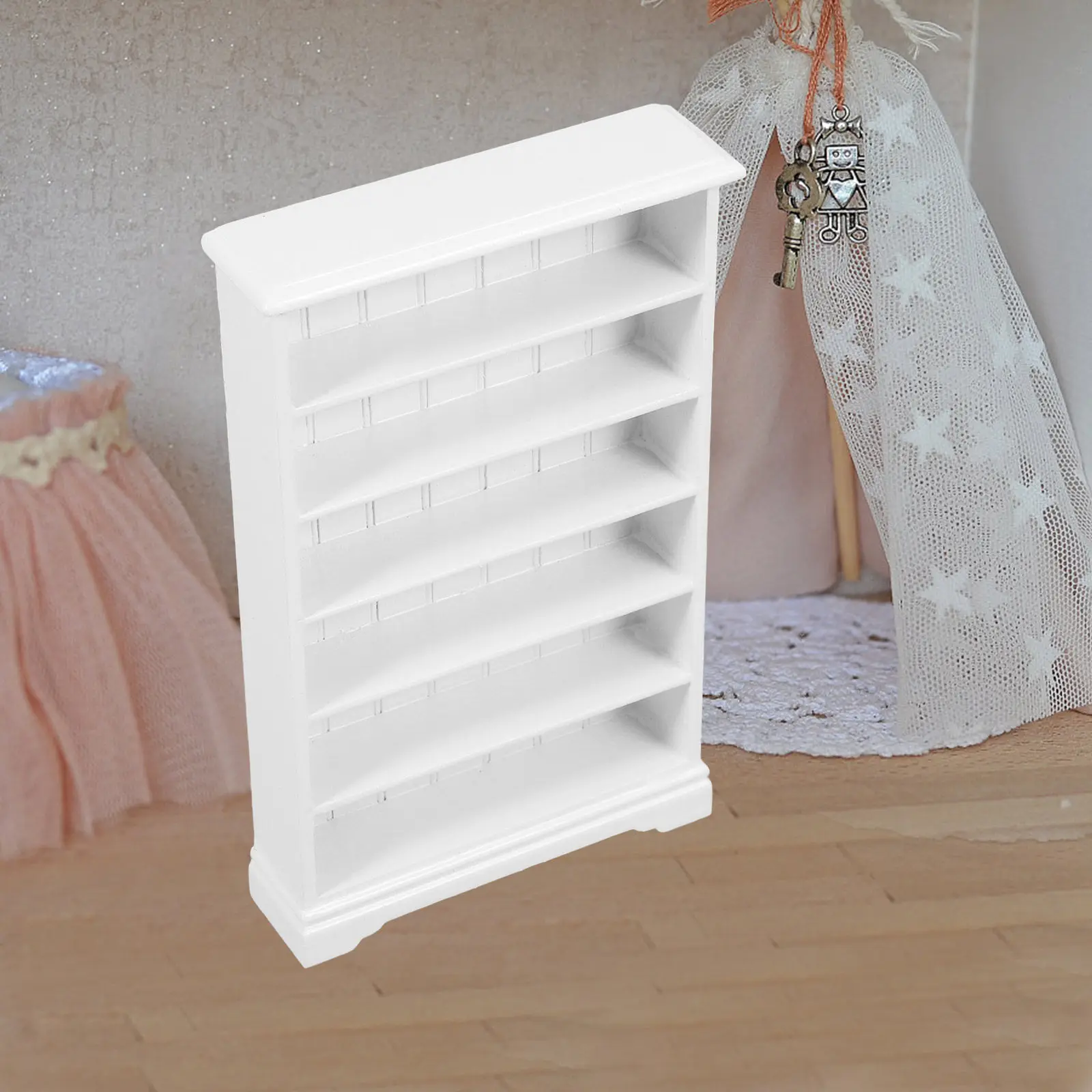 

Wooden 1:12 Scale Miniature Bookshelf 6-Layer Mini Bookcase Dollhouse Furniture Accessory Library Decoration Storage Cabinet