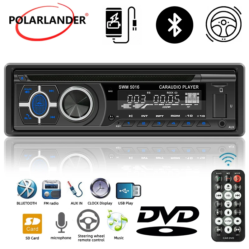 Car CD DVD Player Single Din Bluetooth 5.1 FM RDS Radio USB Music Unit with Car Finding Function