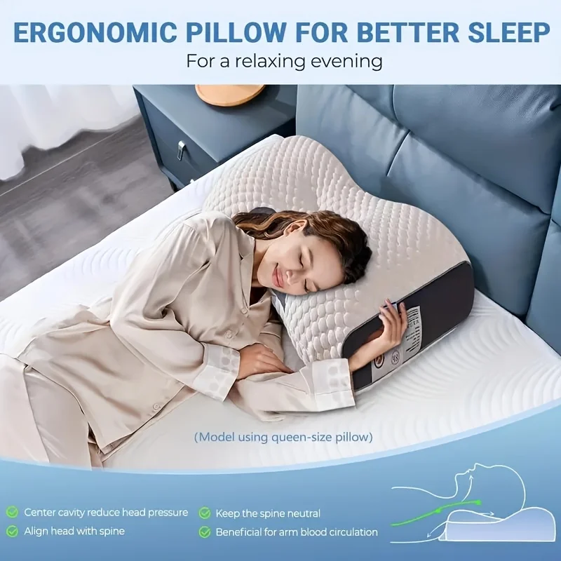 2pcs Quick-Rebound Support Pillows Ultra-Soft, Breathable Knitted Pillow for Neck Support - Moisture-Wicking Sleep Massage
