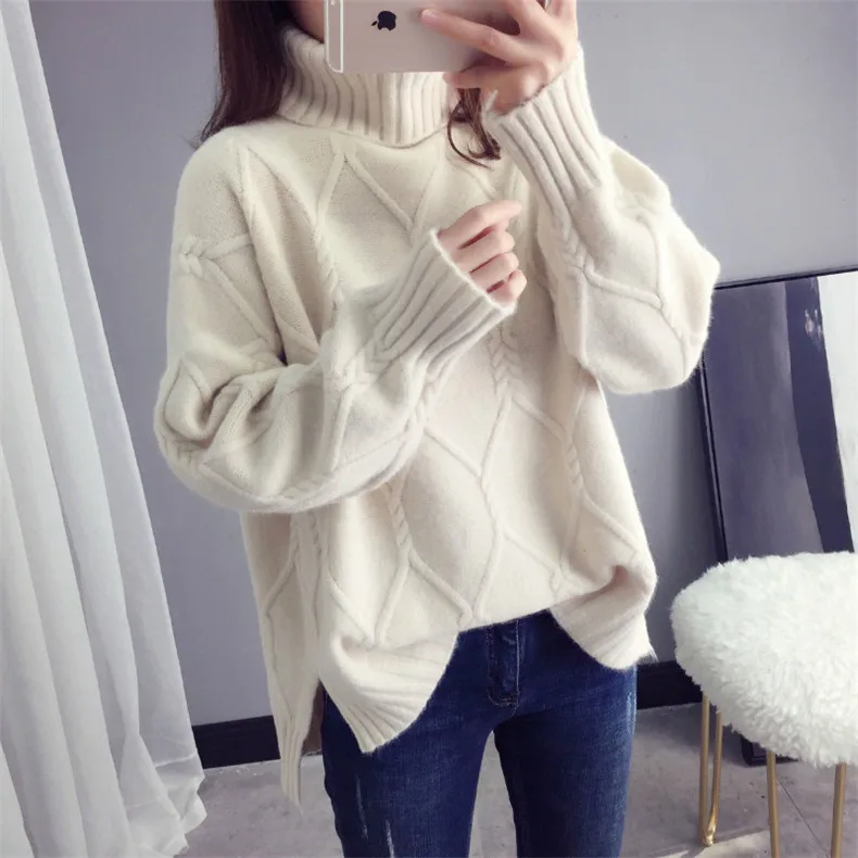 Thicken Warm High Collar Sweater For Women Pullovers Casual Autumn Winter Pull Femme Loose Bottoming Tops Knitwears Clothes