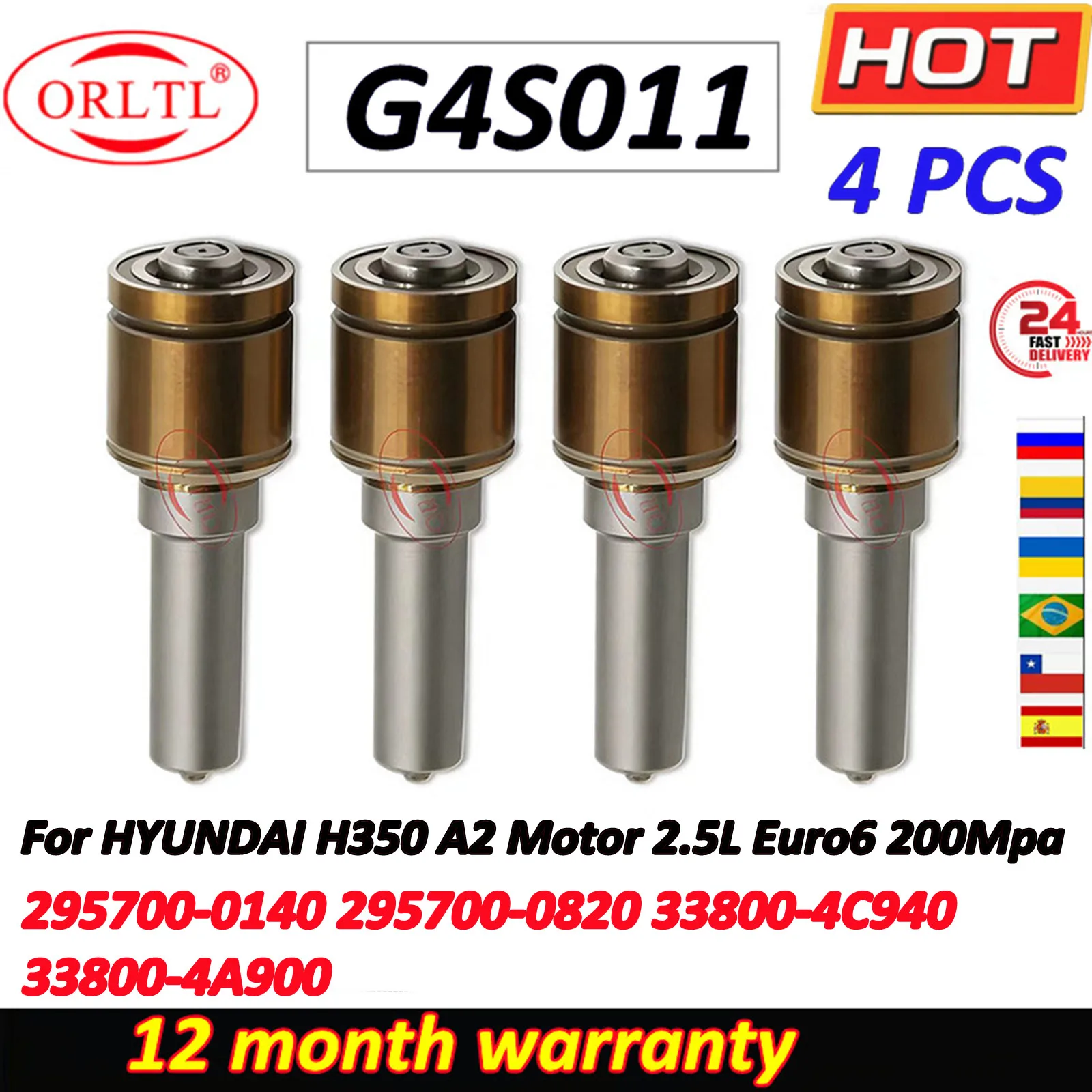 4 Inyectores Common Rail Originales G4S011 295700-0140 33800-4A900, Boquilla Serie G4 295771-0110 para TOYOTA HILUX 338004A900