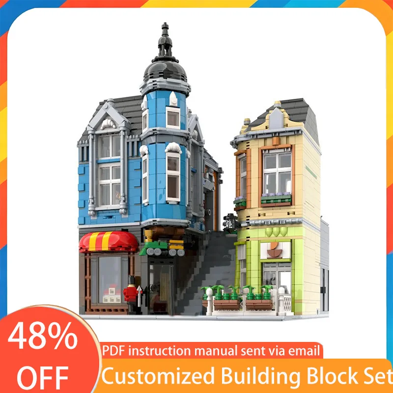 

3418 PCS House Street Townhouse Toys Center MOC Customize Modular Building Block Creative Design DIY Simple Holiday Toy Gifts