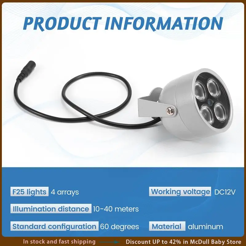 ABJA-4 Array Leds Infrared Waterproof Night Vision IR Illuminator Light Fill Light DC 12V For Security Camera