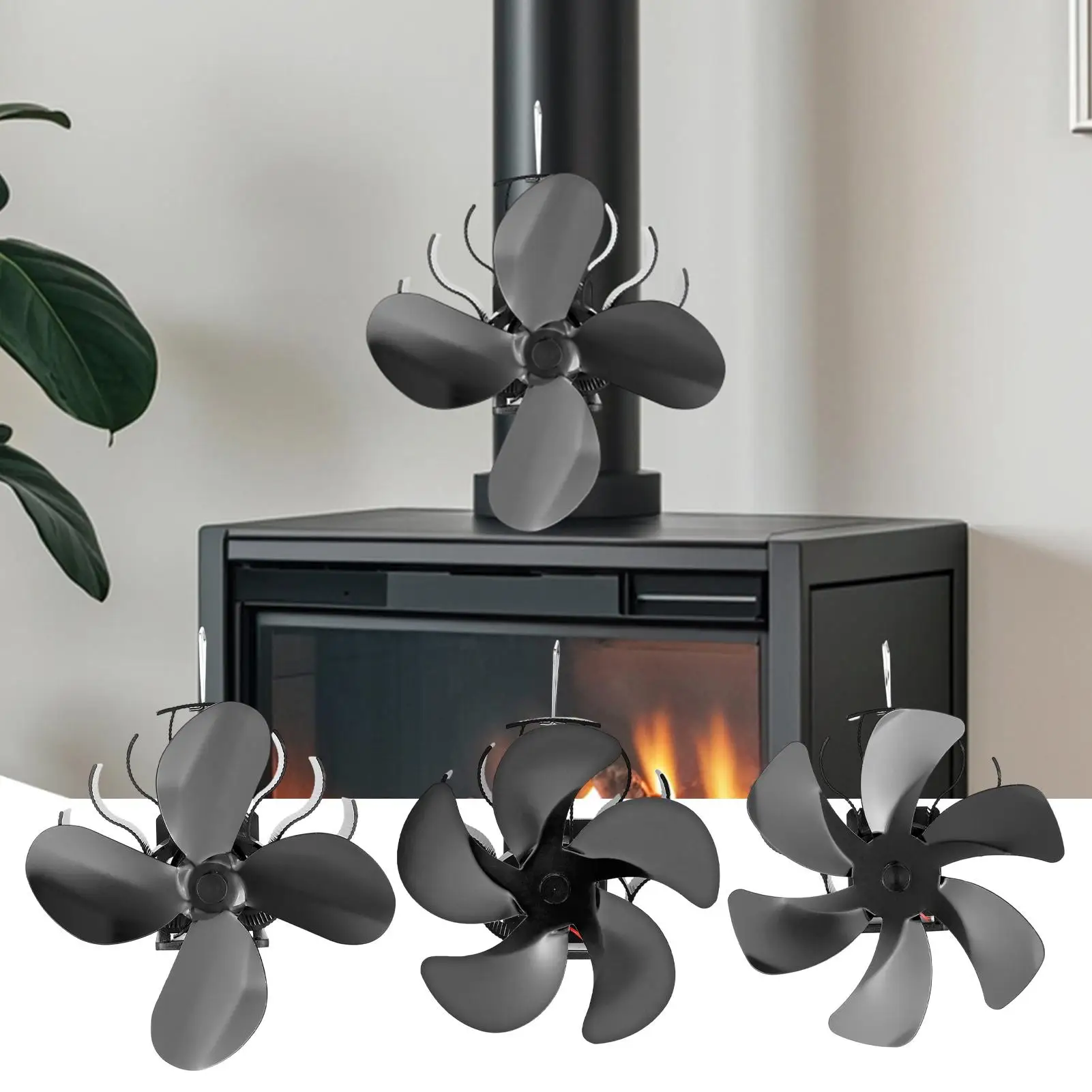 Estufa de leña, ventilador, calentador alimentado por calor, ventilador para quemador de leña, suministros de calefacción silenciosos para interior del hogar, quemador de leña