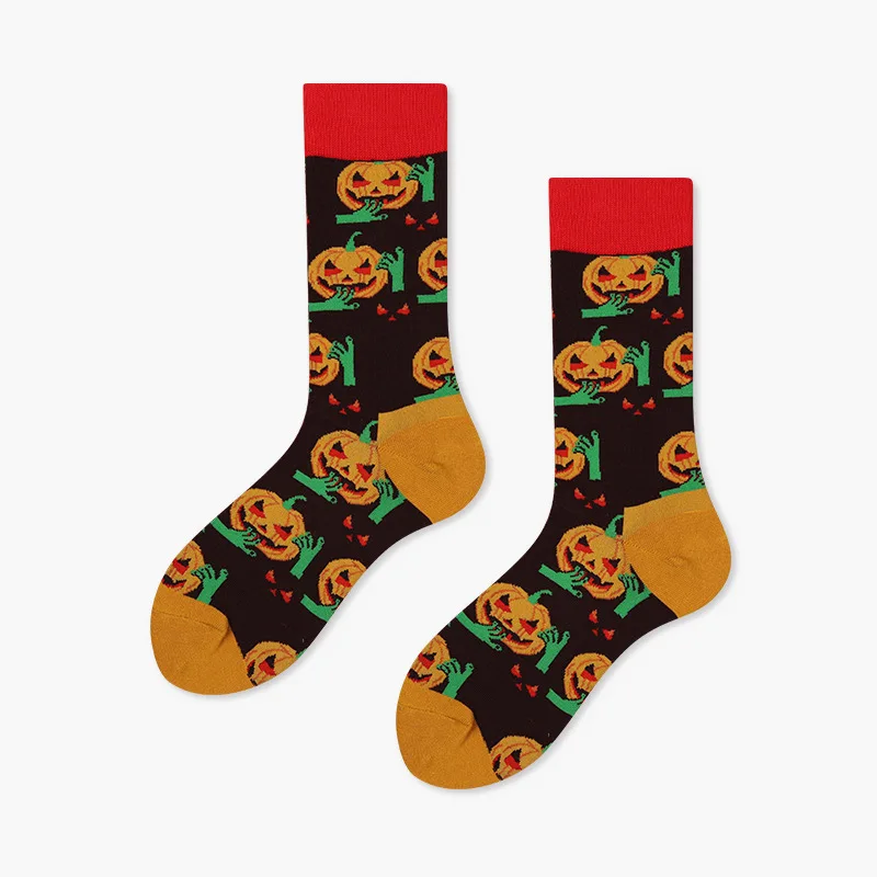 Cotton mid-tube couple socks Halloween socks pumpkin skull men\'s and women\'s socks