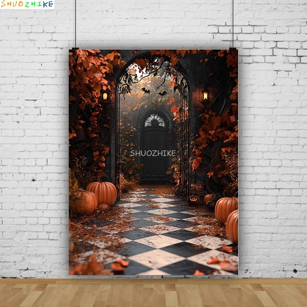 

Ghosts Jack-o'-Lantern Halloween Day Photography Backdrops Castle Demon Horror Pumpkins Moon Hallows-Eve Background KB-15