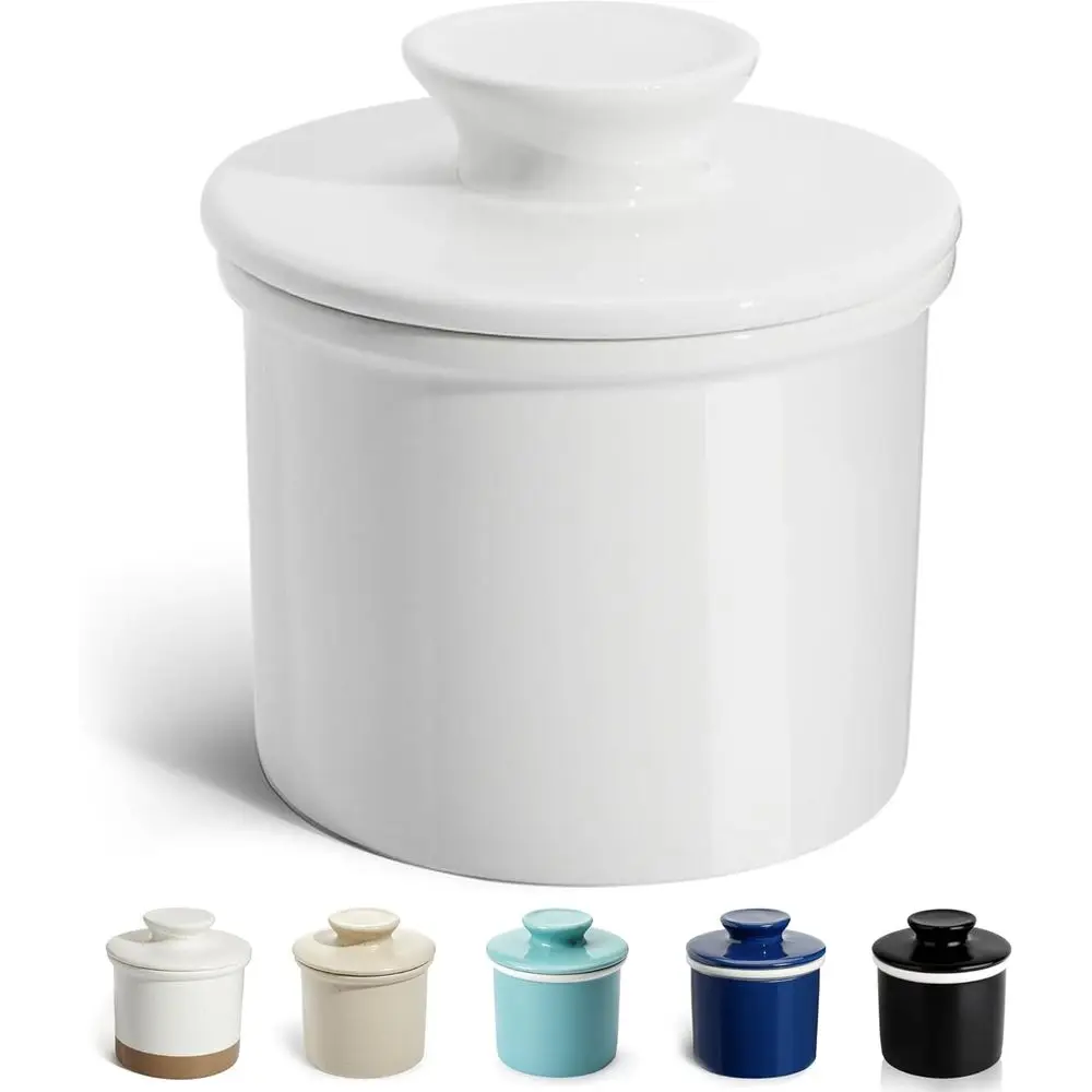 Butter Dish with Lid - Ideal for Fresh Spreadable Butter - Perfect Housewarming Gift - White
