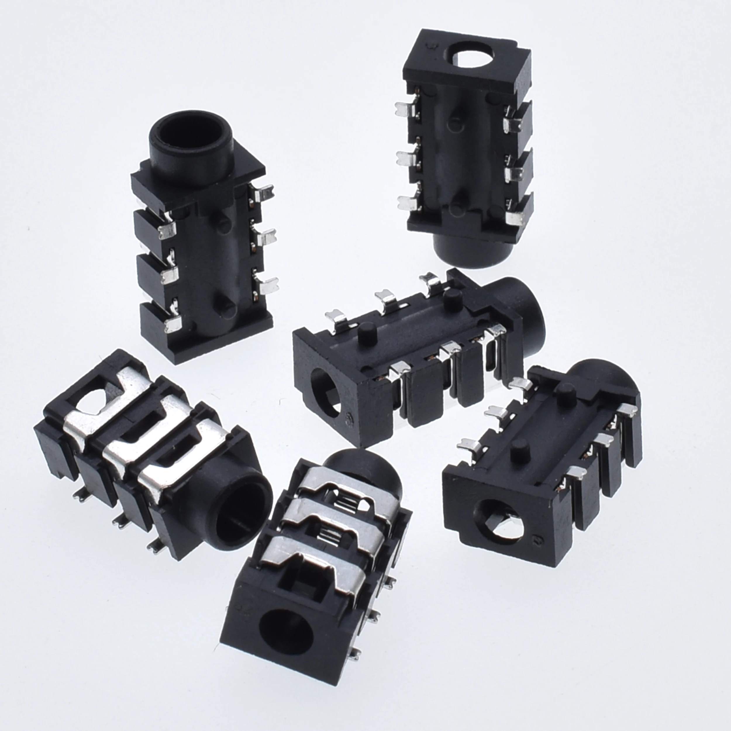 10Pcs 3.5mm SMD 6Pin Audio Female Connector PJ-313D PJ313 Stereo Headphone Jack Black Green