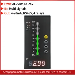 Kontroler poziomu wody w zbiorniku 4 przekaźniki 4-20mA Wyjście RS485 AC220V DC24V Automatyczny wyświetlacz cyfrowy Wskaźnik poziomu cieczy