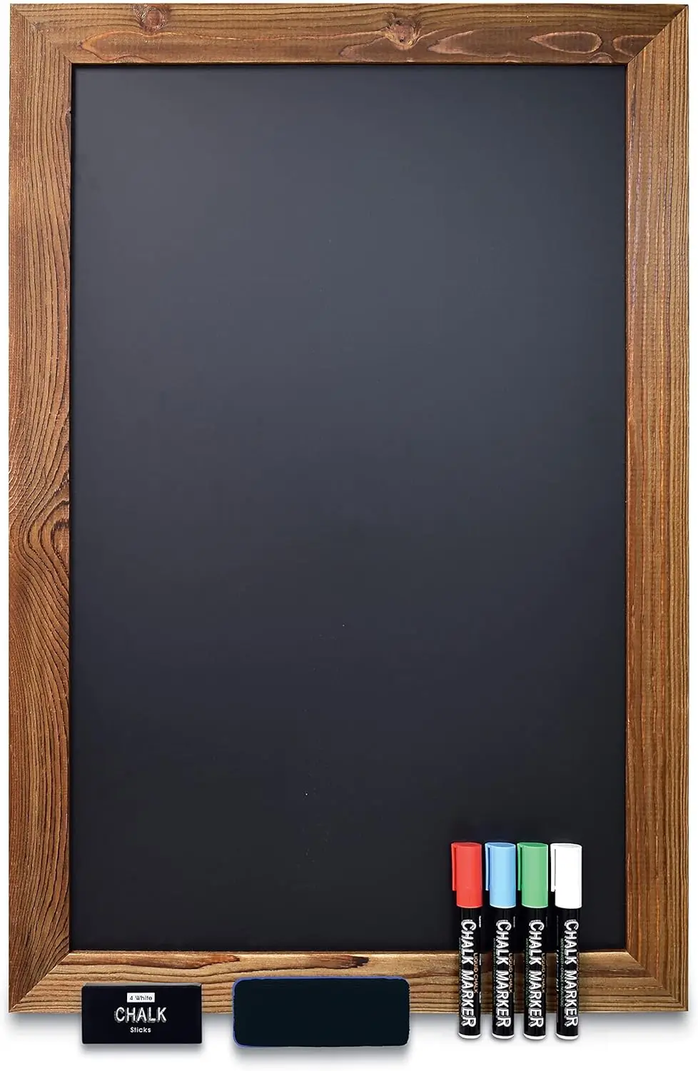 

Large Magnetic Chalkboard Sign with Wood Frame, 20x30 Inches, Includes Markers & Mounting Hardware