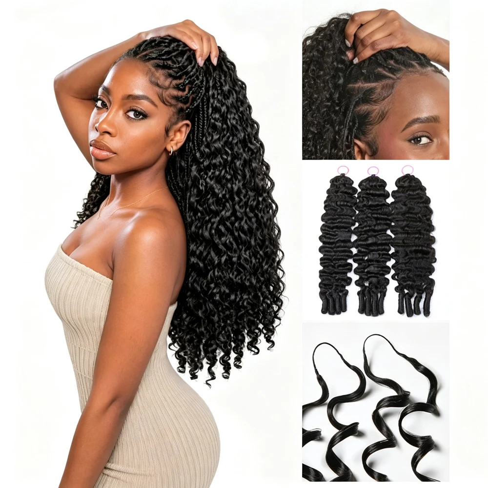 Burmese Curly Feather Crochet 100% Human Hair Extension Miracle Knots Burmese Curly for Boho Braids | Crochet Weaves | Fulani Braids | Twists Pre-Separated Lightweight Full & Soft Pre-Looped Human Hair Extensions Protective Style