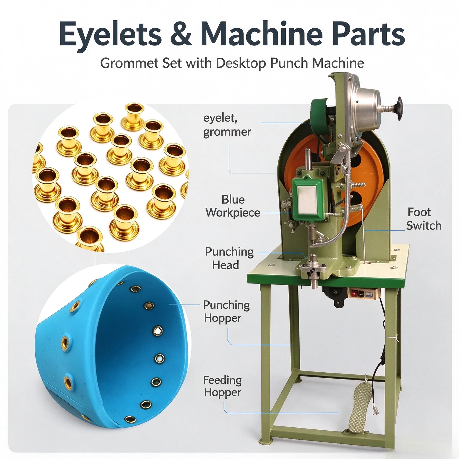 For Automatic Semi Hollow Riveting Machine Foot Pedal Vertical Willow Nail Machine for Helmet Nailing Corn Processing