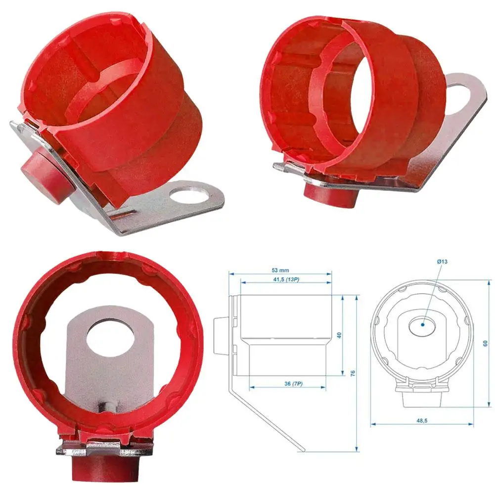 Red Round Parking Cover Trailer Plug Holder ABS Accessory Bracket Fixed Trailer Connector For 7 /13 Pin Trailer Plugs