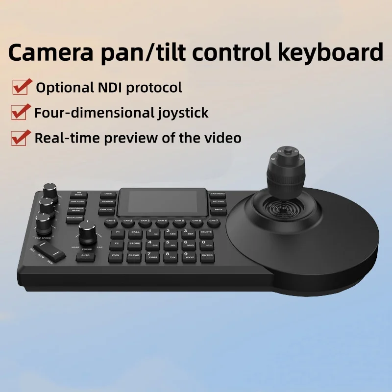

4D Pan-tilt Joystick Controller, Equipped with A 3-inch Color Display, 255 Presets, Used for Live Control of Church Events.
